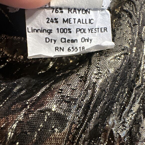 VTG 80's Patra Metallic Gold Lamé Peplum Top Puff Sleeve Size 7/8 Retro Glam - Picture 4 of 6